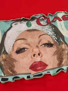 SHEIN ICON 女士拼色印花休閒短袖上衣，夏季 - 紅色 - 查看 5