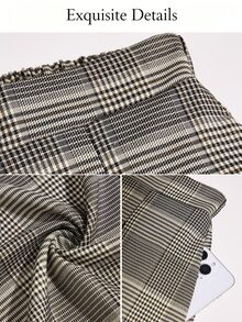 SOLERSUN Women's Summer Vintage Office Work Brunch Elegant Pattern Wide Leg Pants, Capris, Shorts (Random Floral) Grey Plaid - Grey - View 11