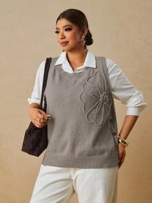 Travachic Rompi Rajut Dekorasi Bunga 3D Ukuran Besar, Cocok untuk Liburan Formal Musim Gugur, Warna Abu-abu, Kasual, dan Tradisional - Grey - View 5