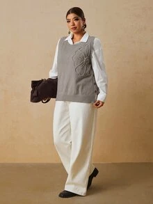 Travachic Rompi Rajut Dekorasi Bunga 3D Ukuran Besar, Cocok untuk Liburan Formal Musim Gugur, Warna Abu-abu, Kasual, dan Tradisional - Grey - View 4