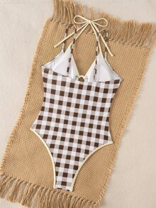 Swim SXY Baju Renang Wanita Zestiva-D Model Halter Neck Motif Acak, Detail Cincin, Baju Renang One-Piece 2 in 1 - MultiWarna - View 2