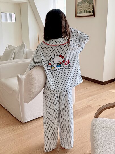 HELLO KITTY | DAZY Ensemble de détente 2 pièces motif cheval KT et pois mignon pour filles préadolescentes automne