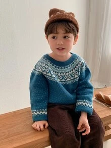 DAZY Baby Boys Korean Style Gradient Color Block Long Sleeve Top, Autumn/Winter - Blue - View 8