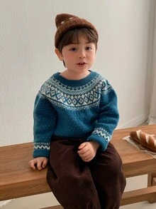 DAZY Baby Boys Korean Style Gradient Color Block Long Sleeve Top, Autumn/Winter - Blue - View 7