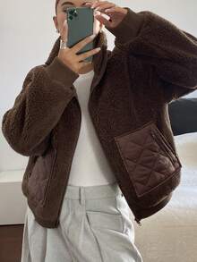 DAZY Women's Winter Casual Versatile Warm Jacket School Fall - Brown - View 2