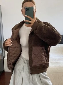 DAZY Women's Winter Casual Versatile Warm Jacket School Fall - Brown - View 6