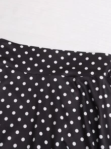 SHEIN Sparklyn 2件組女童裙子，波點與純色設計，防走光裙，百搭修身A字裙，校園與日常穿著必備 - 黑色 - 查看 9