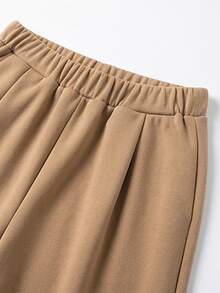 RosyDaze Set 2 Potong Wanita Sweatshirt Kancing Warna Kontras dan Celana Longgar Saku, Gaya Kasual Musim Dingin untuk Brunch dan Liburan Kota, Warna Tan - MultiWarna - View 6