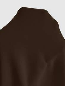 EMERY ROSE Fashionable Casual Style Long Sleeve Plaid Collar Zipper Letter Print Sweatshirt For Women - Coffee Brown - View 8