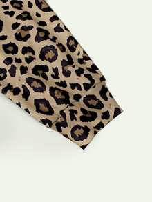 Lalippa Women's Leopard Print Long Sleeve Zip-Up Hooded Sweatshirt - Multicolor - View 4