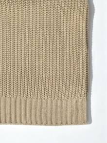 Trelyra Women's Solid Color Asymmetrical Shoulder Fashion Knit Dress For Date And Casual Wear - Camel - View 6