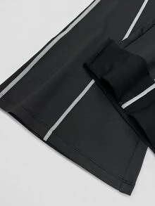Easithlete Women's Contrast Stitching Sport Long Pants - Black - View 4