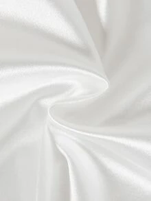 SHEIN LUNE 女款高級白色緞面短版襯衫，2合1上衣，修飾腰線顯瘦上衣 - 白色 - 查看 5