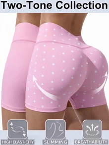 Elavelle 2PCS Women Sports Shorts - Pink - View 2