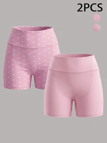 Elavelle 2PCS Women Sports Shorts - Pink - View 1