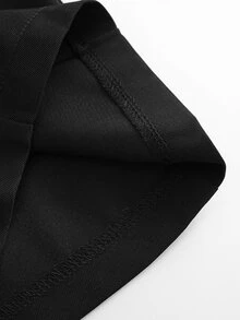 EMERY ROSE CURVE بنطلون فضفاض واسع الساق للسيدات بمقاسات كبيرة مناسب للأعمال والكاجوال مع تصميم أزرار - الأسود - مشاهدة 6