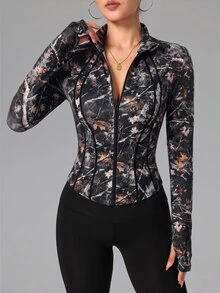 SHEIN Dewbera Women's All-Over Print Casual Daily Outdoor Sports Jacket - Multicolor - View 7