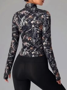 SHEIN Dewbera Women's All-Over Print Casual Daily Outdoor Sports Jacket - Multicolor - View 2