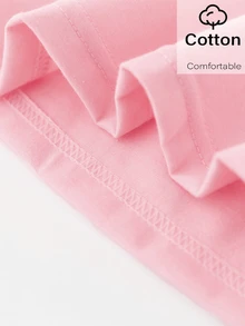 SHEIN 春夏女童休闲时尚创意个性清新简约亮粉色蝴蝶结印花休闲基础款短款T恤，舒适日常穿着，适合春、夏、秋季穿着。 - 粉色 - 查看 5