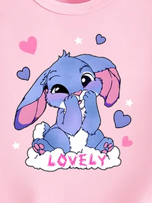 2pcs/Set Tween Girls Pink Summer Casual Back-To-School Outfit,Cartoon Rabbit Heart Graphic T-Shirt And Flare Pants,School Clothes For 8Y-12Y Girls - Multicolor - View 5