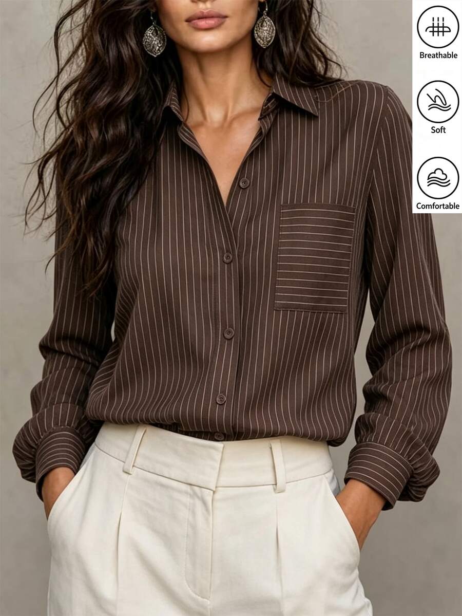 Balvessa Women's Striped Casual Versatile Daily Wear Shirt