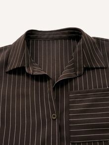 Balvessa Women's Striped Casual Versatile Daily Wear Shirt - Brown - View 7