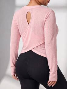 SHEIN Rhythm Era Women's Plus Size Solid Color Casual Versatile Daily Wear Sports T-Shirt Fall - Pink - View 4