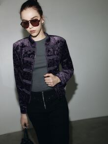 Nöista  Violet Velvet Chinese-Style Short Jacket, Slim Fit, Comfortable. Elegant, Soft To The Touch, Versatile Piece That Adds TouchFall/Winter,. - Purple - View 5