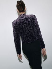 Nöista  Violet Velvet Chinese-Style Short Jacket, Slim Fit, Comfortable. Elegant, Soft To The Touch, Versatile Piece That Adds TouchFall/Winter,. - Purple - View 6
