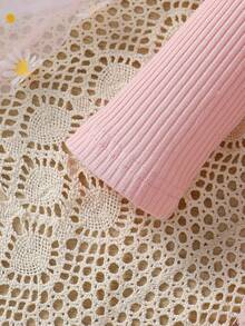 SHEIN Young Girl Knitted Long-Sleeved Tutu Dress Star Mesh Princess Dress Autumn Fall - Pink - View 5