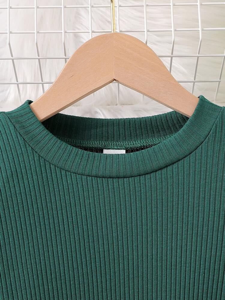 SHEIN Young Girl' Long Sleeve Knit Tulle Star Mesh Princess Fairy Dress Baby Shower Birthday Green Autumn - Green - View 8