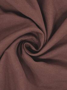 Balvessa V-Neck Embroidered Waist-Cinched Ruffle Hem Long Casual Dress For Women, Autumn/Winter - Rust Brown - View 5