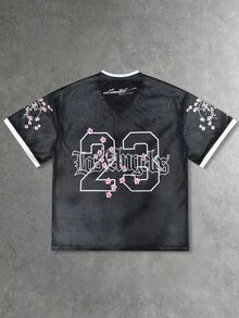 Gym Rark Men's Letter & Number Print Hollow Out Sports T-Shirt, Football, Gym, Holiday - Black - View 3
