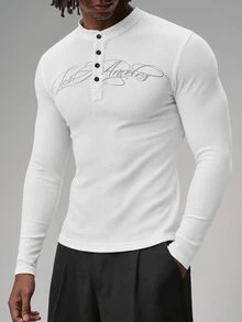 STYNVO Men's Letter Print Casual Versatile Daily Wear T-Shirt - White - View 1