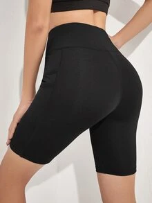 WanderVale Solid Biker Shorts With Phone Pocket Stretchy Shorts - Black - View 2