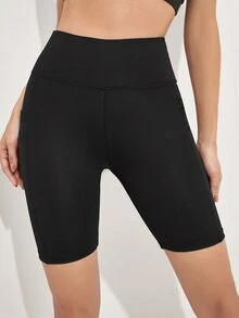 WanderVale Solid Biker Shorts With Phone Pocket Stretchy Shorts - Black - View 5