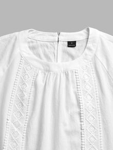 Omancia Women's Autumn/Winter New Solid Color Lace Trim 2 Pieces Set - White - View 4