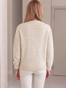 Louniche Sweater Pullover Lengan Panjang Patchwork Renda Musim Gugur/Dingin, Modis untuk Brunch, Kencan Malam, Pesta Teh, Warna Krem Putih, Romantis, Gaya Prancis Elegan - Aprikot - View 2
