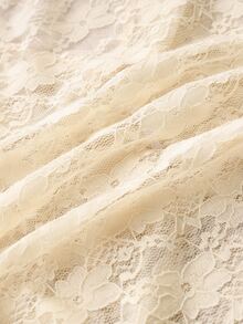 IslaSuriya Women Casual Solid Color Sheer Lace Top - Apricot - View 5