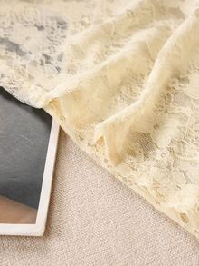 IslaSuriya Women Casual Solid Color Sheer Lace Top - Apricot - View 4