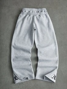 PAVTROS Men's LA Embroidered Light Grey Baggy Sweatpants,Autumn Streetwear For Graduation,Back-To-School Elastic Letter Print Pants Gift For Boyfriend - Light Grey - View 6