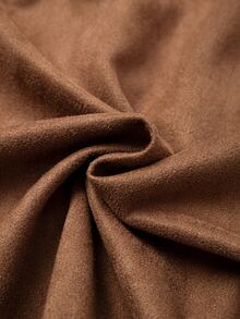 GlowEve CURVE Women's Plus Size Vintage Faux Suede Coffee Color Faux Slit A-Line Mini Skirt, Versatile Casual Commute Holiday New Style Autumn Outfit - Brown - View 6