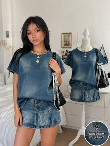 Lalippa Women's Fashion Round Neck Short Sleeve T-Shirt, Suitable For Commuting In Summer - Multicolor - View 1