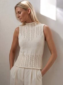Sprig & Strand Women's Vintage Ribbed Turtleneck Knit Top - Beige - View 4