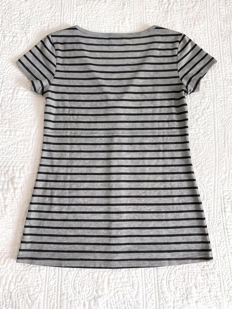 IslaSuriya Kaos Wanita Kasual Motif Garis untuk Musim Panas - MultiWarna - View 2