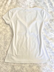 IslaSuriya 女款素色對比蕾絲短袖休閒T恤 - 白色 - 查看 2