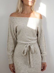 SHEIN LUNE Retro Vacation Off Shoulder Casual Women's Daily Autumn Knitted Dress - Multicolor - View 4