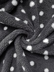 Comfylo Plus Size Women's Polka Dot Pattern Double-Sided Fleece Hooded Jacket - Multicolor - View 9