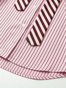 Lalippa Women's Striped Drop Shoulder Long Sleeve Single-Breasted Casual Shirt - Multicolor - View 5