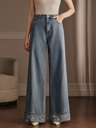 Anewsta Women's Casual Everyday Denim Jeans With Pockets And Buttons